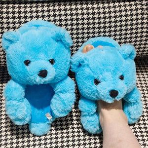 Cute Teddy Bear Furry Faux Fur Indoor Home Slippers Shoes