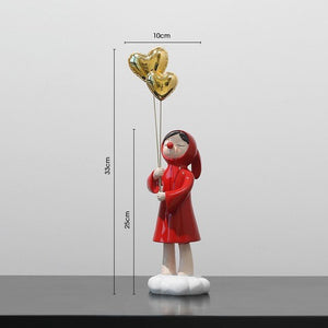 Cute Heart Balloon Girl Resin Statue Sculpture Home Decor