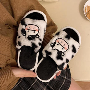 Cute Milk Cow Soft Warm Indoor Home Slippers Shoes