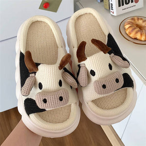Cute Milk Cow Soft Warm Indoor Home Slippers Shoes