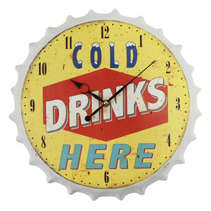 Classic Retro Beer Bottle Cap 3D Iron Metal Silent Quartz Wall Clock Bar Decoration