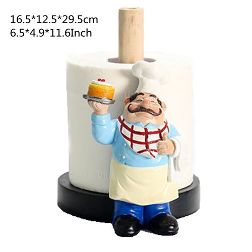 Resin Chef Double Layer Paper Towel Holder Figurines