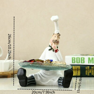 Resin Chef Holding Fruit Plate Figurine