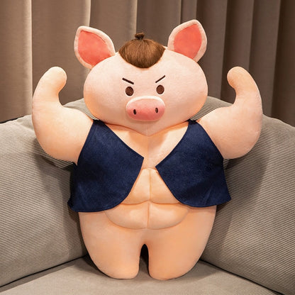 Cute Strong Fitness Muscle Pig Stuffed Plush Doll Birthday Gift