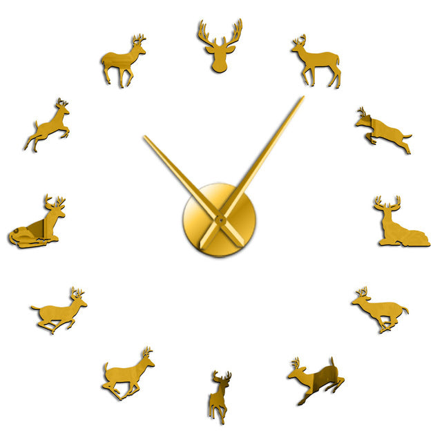 Antler Deer Head Deer Hunter Large Frameless DIY Wall Clock