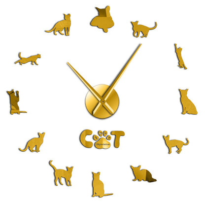 Domestic Short Haired Abyssinian Cat Large Frameless DIY Wall Clock