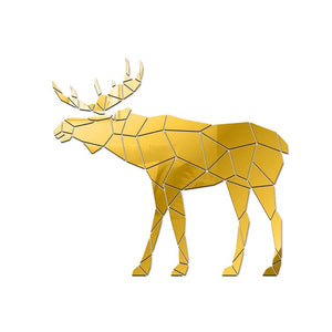 Moose Deer Polygonal Wild Animal Acrylic Mirror Stickers Home Decor Decals