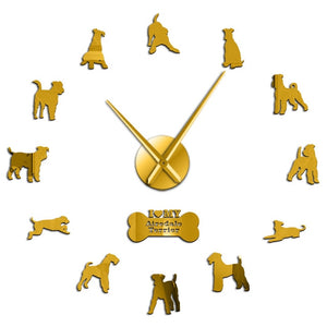 Airedale Bingley Terrier Large Frameless DIY Wall Clock Dog Lover Gift