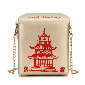 Chinese Takeout Box Tower Leather Purse Handbag