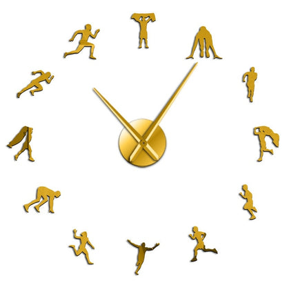 Athlete Running Large Frameless DIY Wall Clock Runners Gift