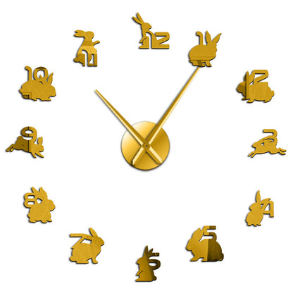 Bunny Rabbit Numbers Large Frameless DIY Wall Clock