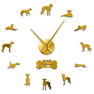 Whippet Snapdog Large Frameless DIY Wall Clock