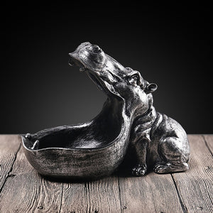 Resin Hippopotamus Sculpture Figurine Storage Decoration