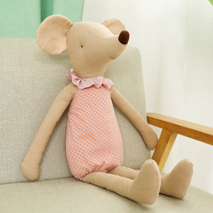 Cute Light Brown Mice Mouse with Cloth Stuffed Plush Pillow Doll