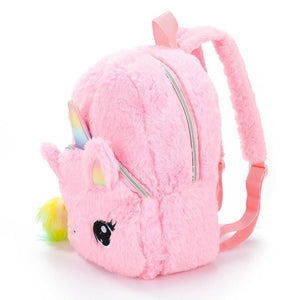 Cartoon Little Unicorns Plush Fur School Book Bag Girl Backpack