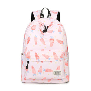 Cute Pink Carrot Laptop Backpack School Bookbag for Girls