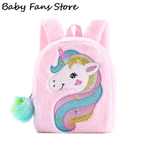 Rainbow Unicorn Princess Children Plush Backpack School Bag