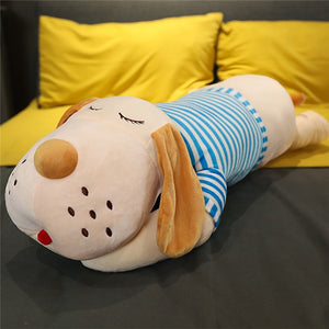 Cute Sleeping Puppy Dog Striped Shirt Giant Plush Stuffed Pillow Doll Gift
