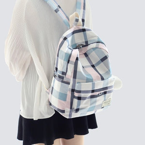 Plaid Design Canvas Backpack School Bag for Teenage Girls