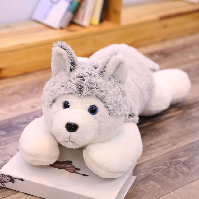 Lifelike Simulation Siberian Husky Puppy Dog Stuffed Plush Pillow Doll