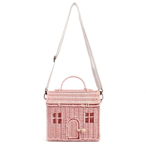 House Shape Rattan Straw Handbags Shoulder Bag