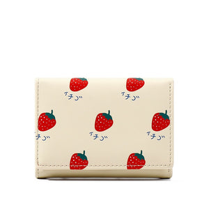 Cute Fruits Leather Purse Folding Card Holder Short Wallet