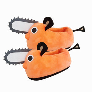 Anime Orange Dog Pochita Chainsaw Man Plush Indoor Home Slipper Shoes