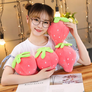Pink Strawberry Fruit Soft Plush Cotton Stuffed Pillow Gift
