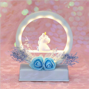 Cartoon Flower Unicorn LED Night Light Lamp Music Box Birthday Gift