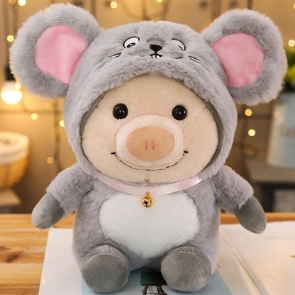 Cute Piggy Hoodie Turned Animal Plush Stuffed Doll Toy