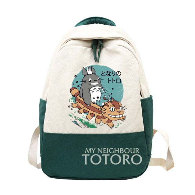 Anime Cartoon Totoro Canvas Backpack Shoulder School Bag
