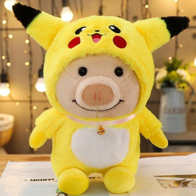 Cute Piggy Hoodie Turned Animal Plush Stuffed Doll Toy