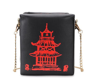 Chinese Takeout Box Tower Leather Purse Handbag