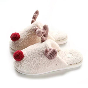 Cute Red Nose Reindeer Christmas Soft Home Slipper Shoes