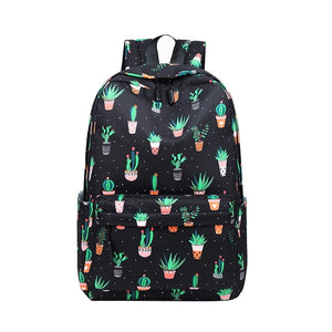 Cactus Printing Waterproof Nylon Lightweight School Backpack