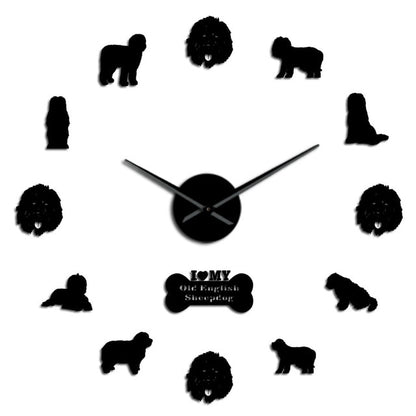Old English Sheepdog Large Frameless DIY Wall Clock