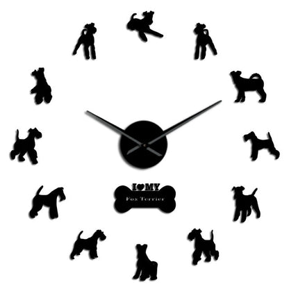 Fox Terrier Large Frameless DIY Wall Clock Dog Lover Gifts