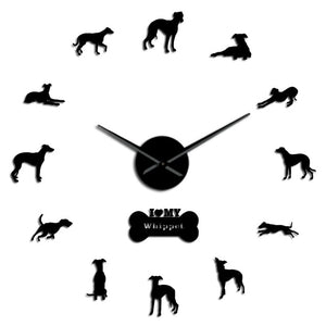 Whippet Snapdog Large Frameless DIY Wall Clock