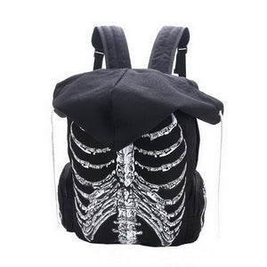 Black Gothic Skeleton Printed Backpack