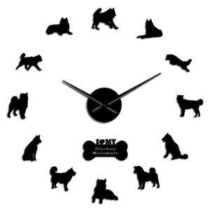 Alaskan Malamute Dog Large Frameless DIY Wall Clock