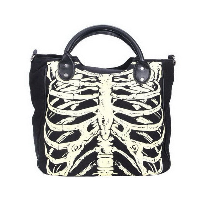 Luminous Gothic Skeleton Bones Tote Bag Handbag