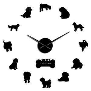 Cava Doodle Cavapoo Dog Large Frameless DIY Wall Clock