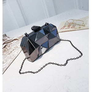 Geometric Hexagon Metal Handbags Clutches Purse