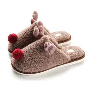 Cute Red Nose Reindeer Christmas Soft Home Slipper Shoes