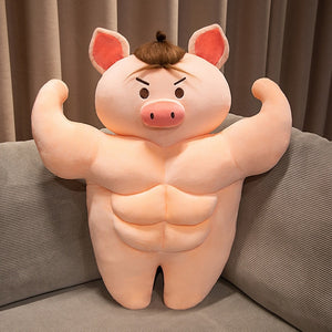 Cute Strong Fitness Muscle Pig Stuffed Plush Doll Birthday Gift