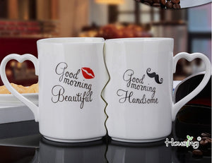 2Pcs/Set Couple Lovers Kiss Ceramic Coffee Mug Wedding Gift