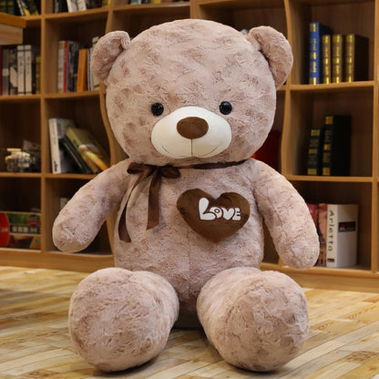 Giant Brown Teddy Bear with Love Heart Stuffed Plushie Doll Gift