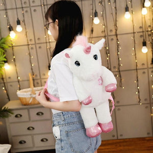 Baby Pink Unicorn Plush Backpack Shoulder Bag for Children Kids