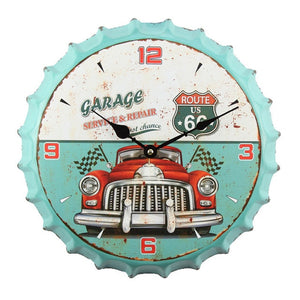 Classic Retro Beer Bottle Cap 3D Iron Metal Silent Quartz Wall Clock Bar Decoration