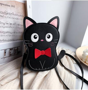 Cartoon Kuuro Black Cat Design Purse Handbags Casual Shoulder Bag